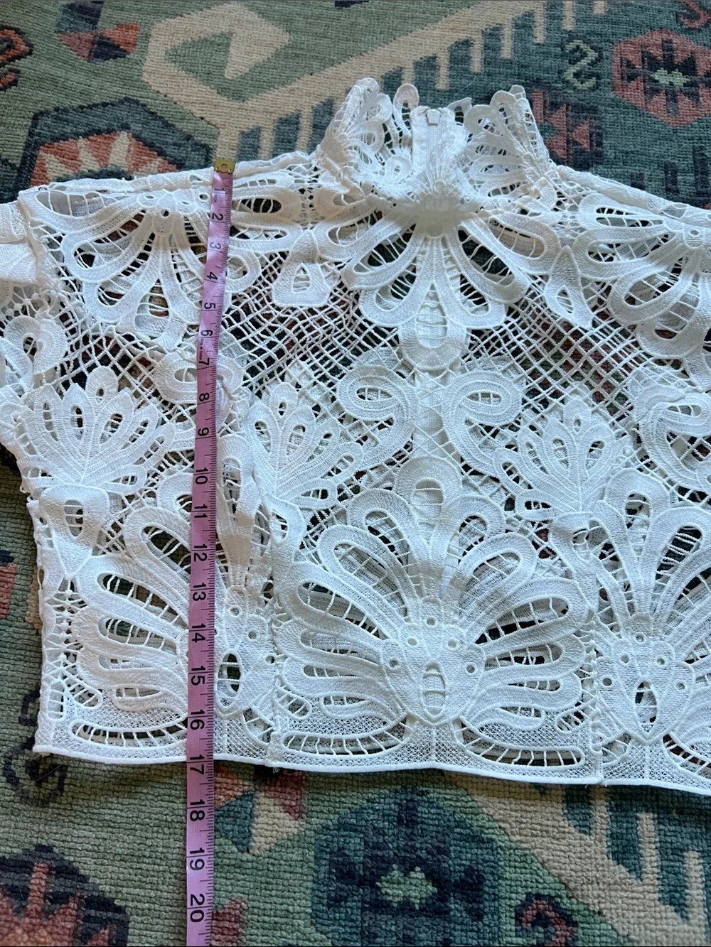 Avec Les Filles White Crochet Lace Long Sleeve Top - Picture 3 of 8